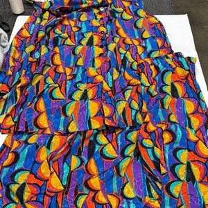 3 pieces set Vibrant Multicolor Women's Skirt, Shirt & Pants